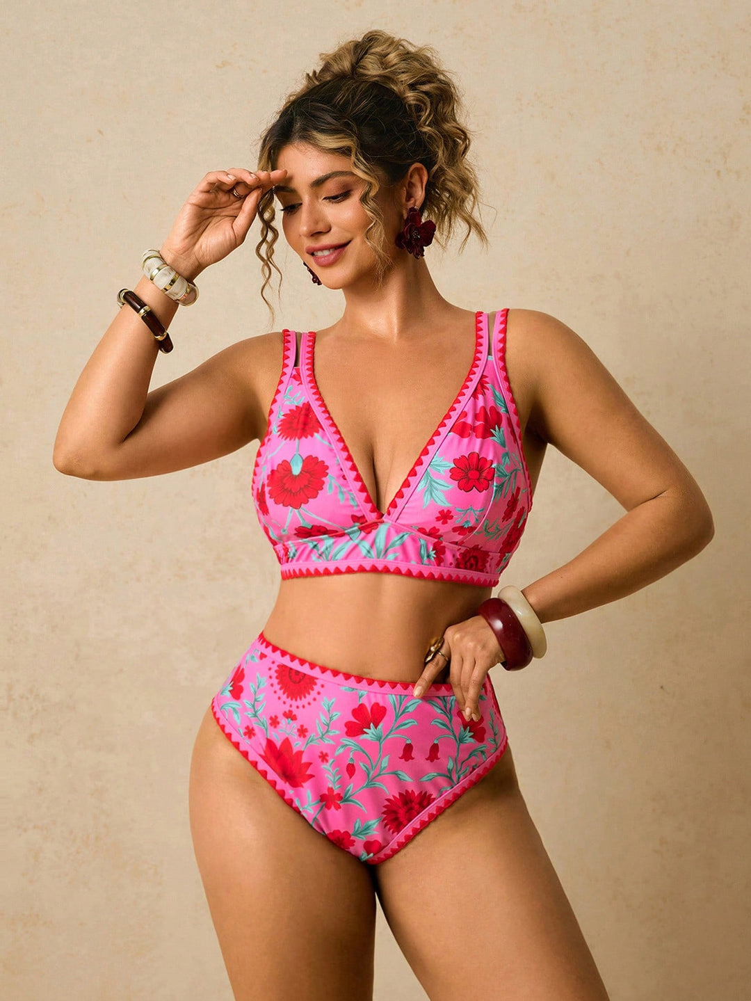 Set bikini de baie SHEIN, roz