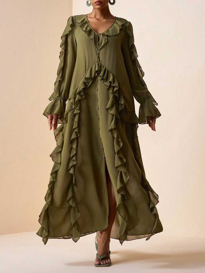Rochie maxi SHEIN, kaki