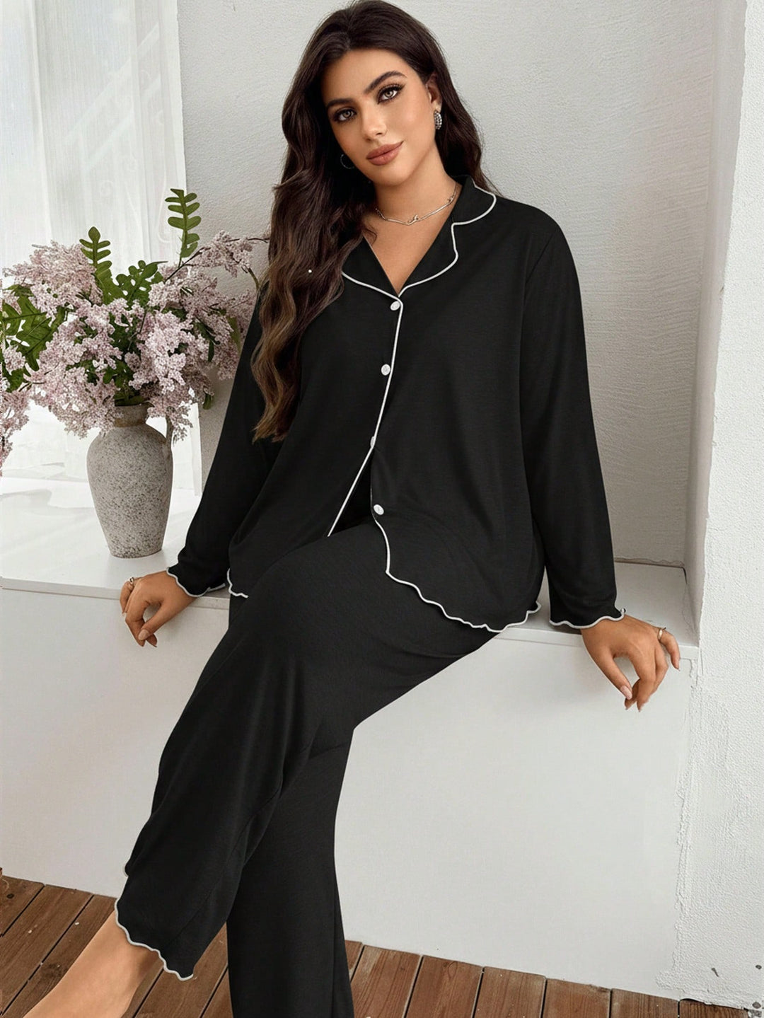 Compleu pijamale SHEIN, negru
