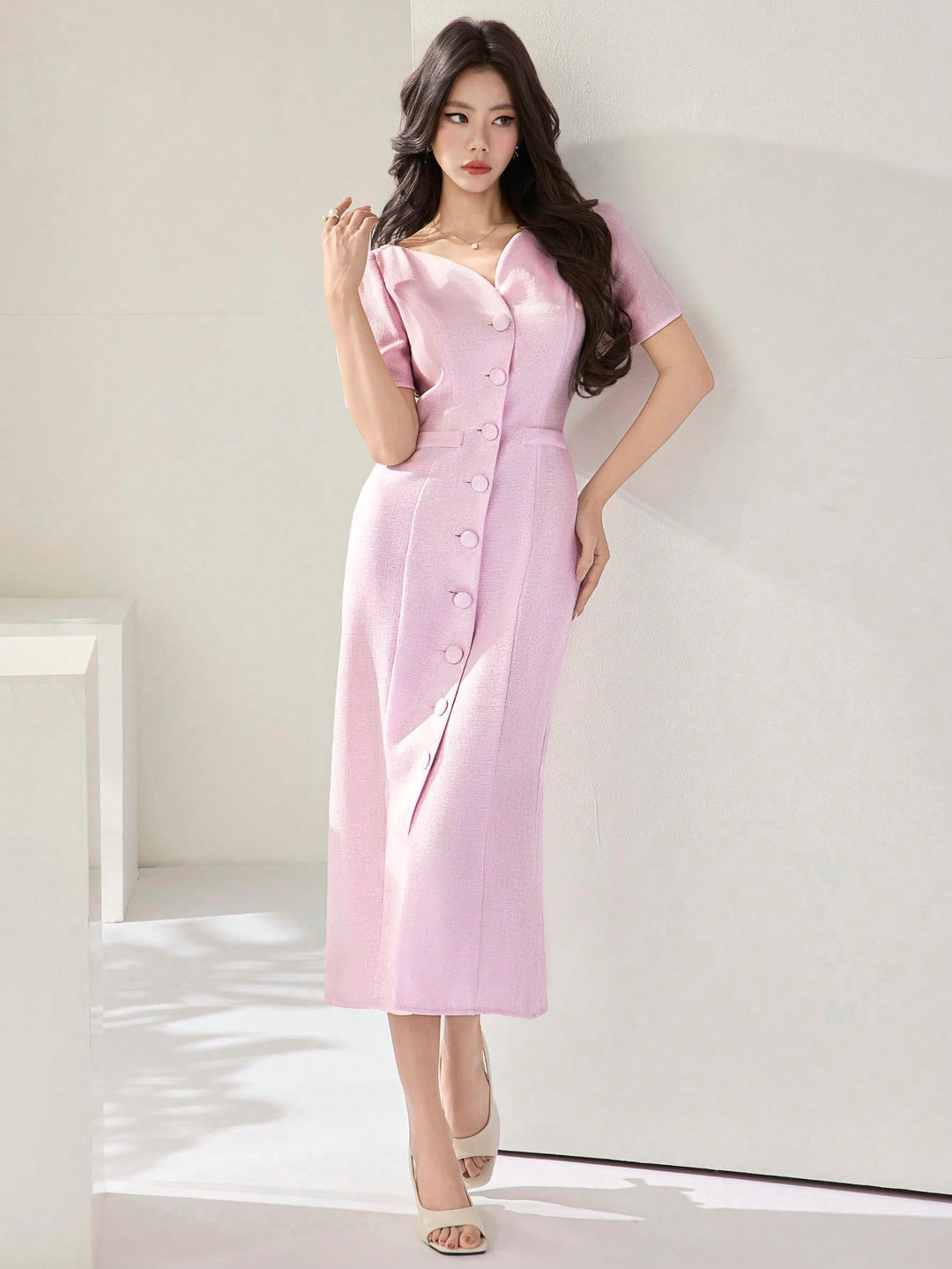 Rochie midi SHEIN, roz