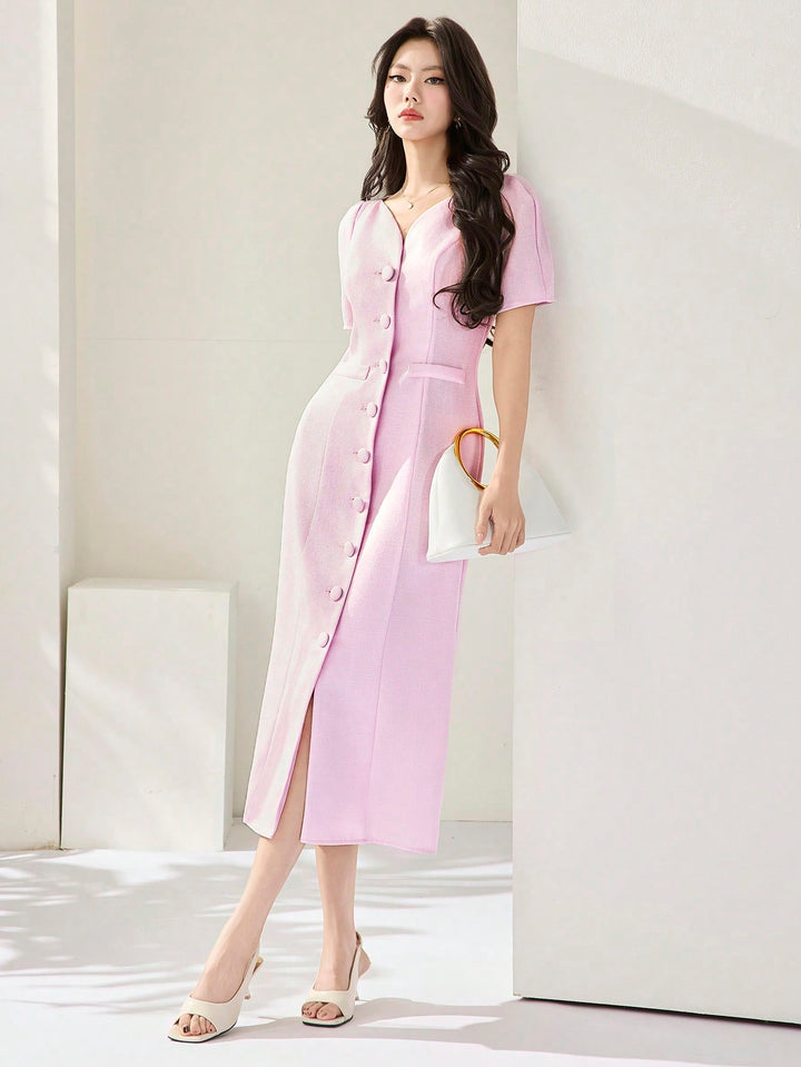 Rochie midi SHEIN, roz