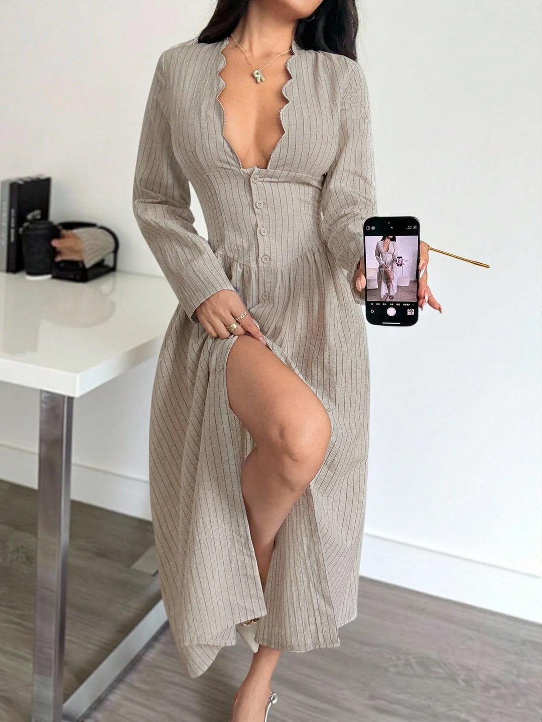 Rochie maxi SHEIN, bej