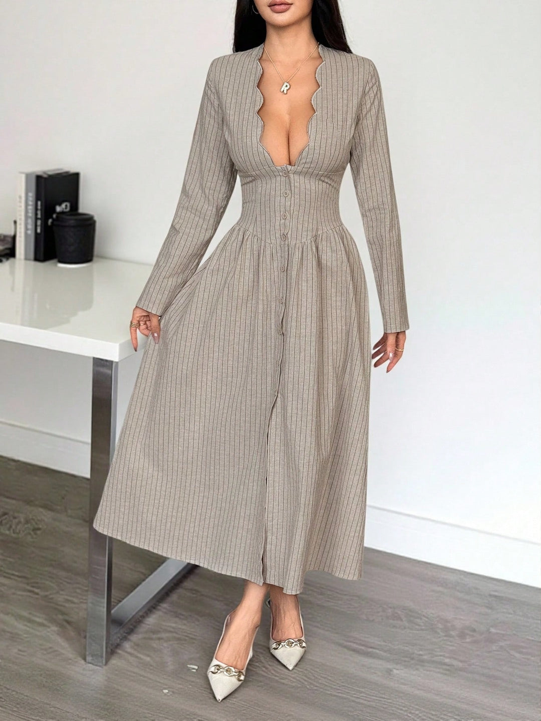 Rochie maxi SHEIN, bej