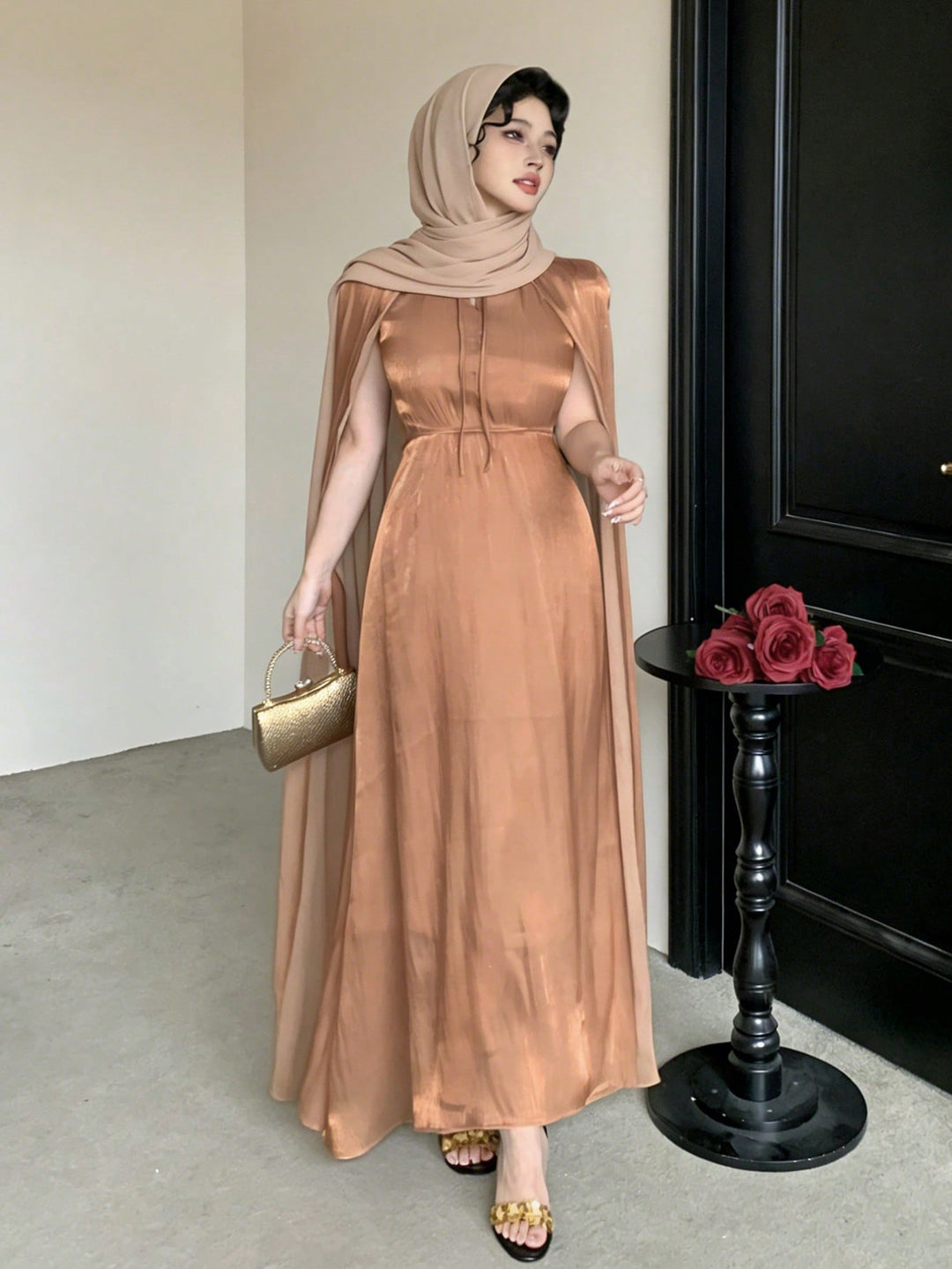 Rochie maxi SHEIN, auriu