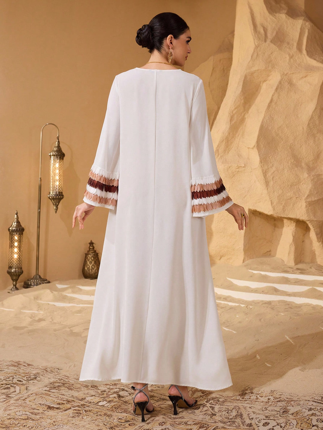 Set caftan și jalabiya SHEIN, alb