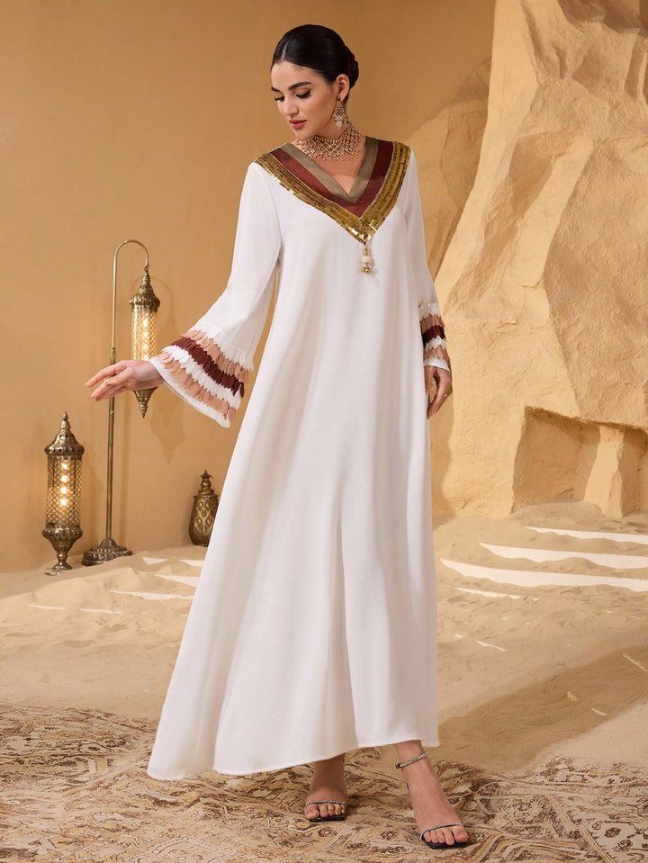 Set caftan și jalabiya SHEIN, alb