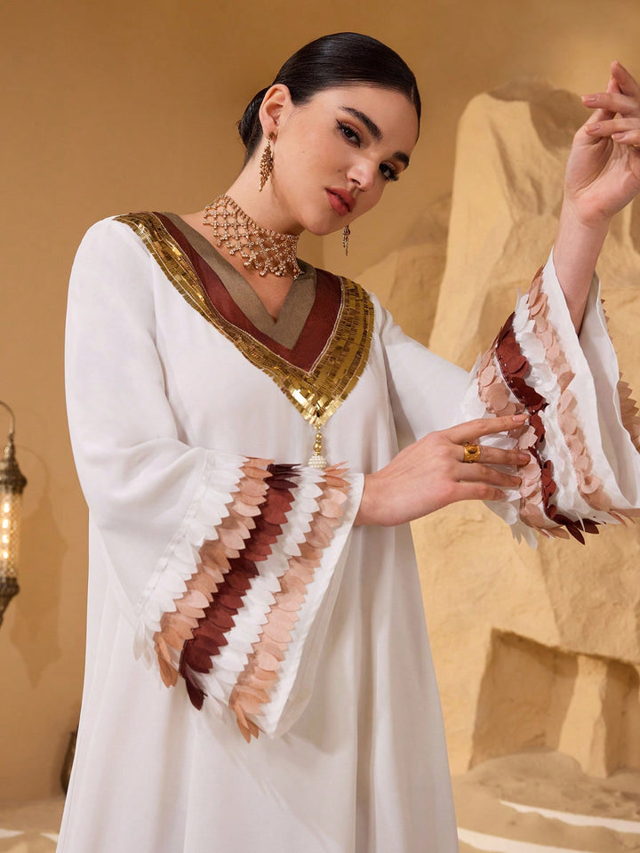 Set caftan și jalabiya SHEIN, alb