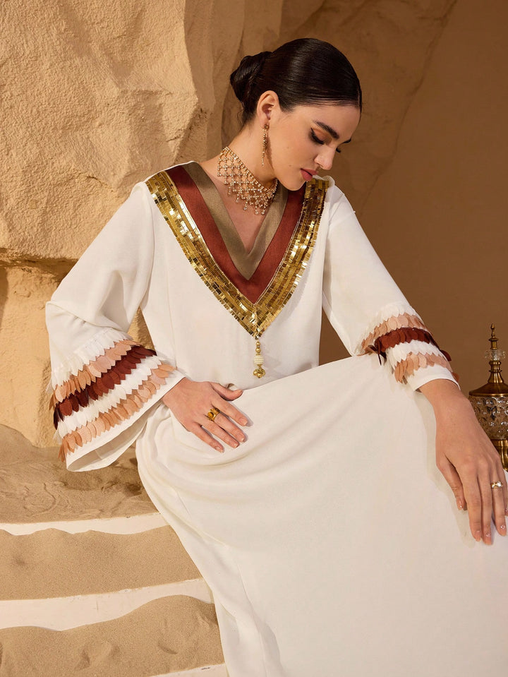 Set caftan și jalabiya SHEIN, alb