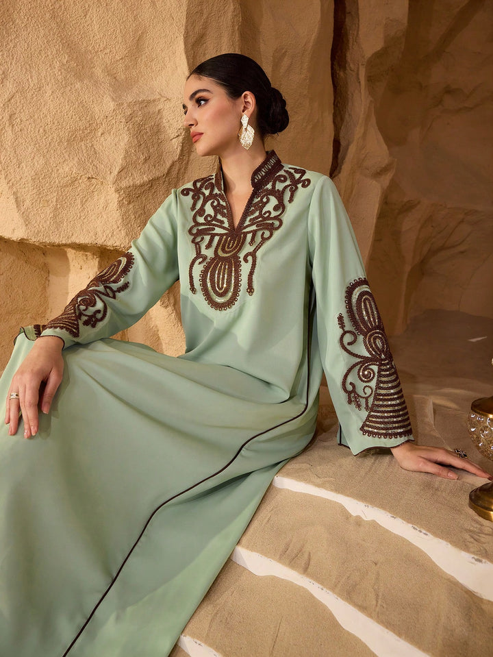 Set caftan și jalabiya SHEIN, verde