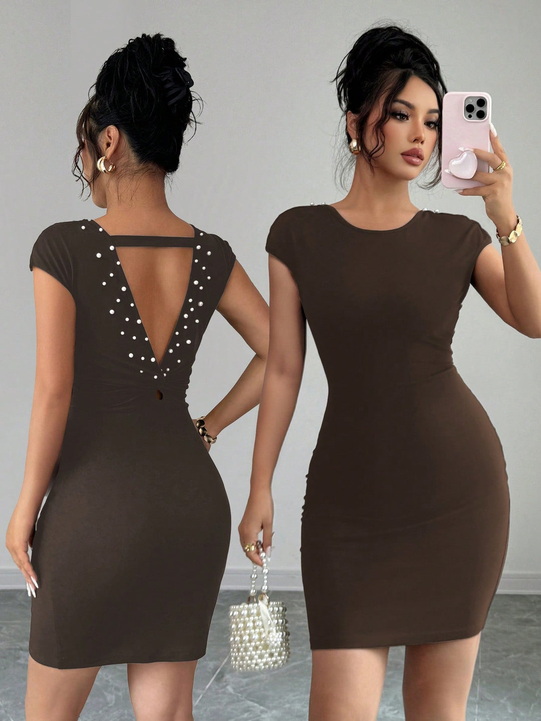 Rochie scurtă SHEIN, maro
