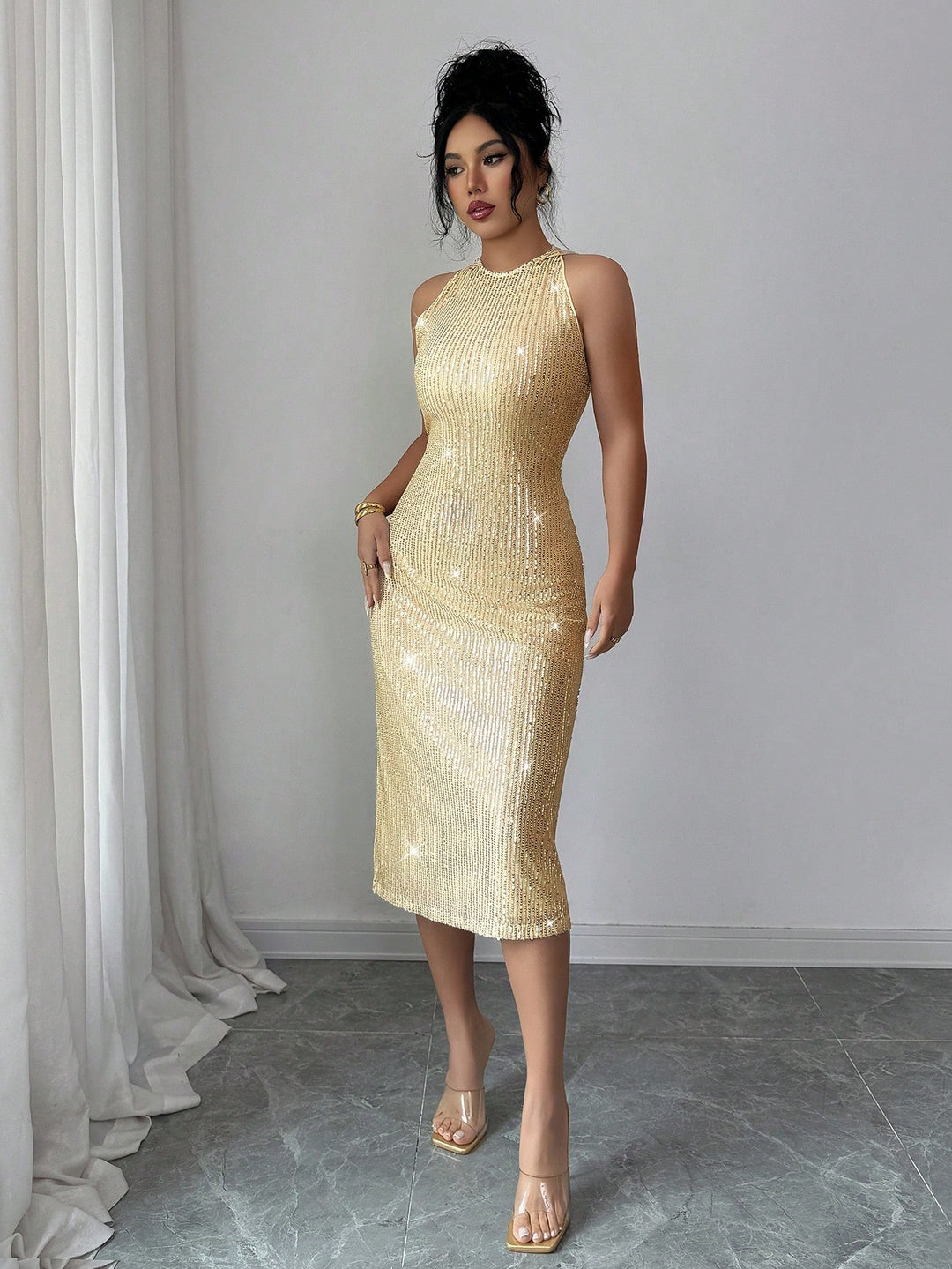 Rochie de ocazie SHEIN, auriu