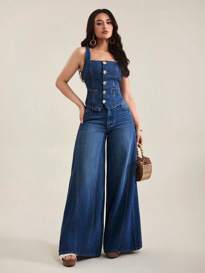 Vesta denim SHEIN, albastru