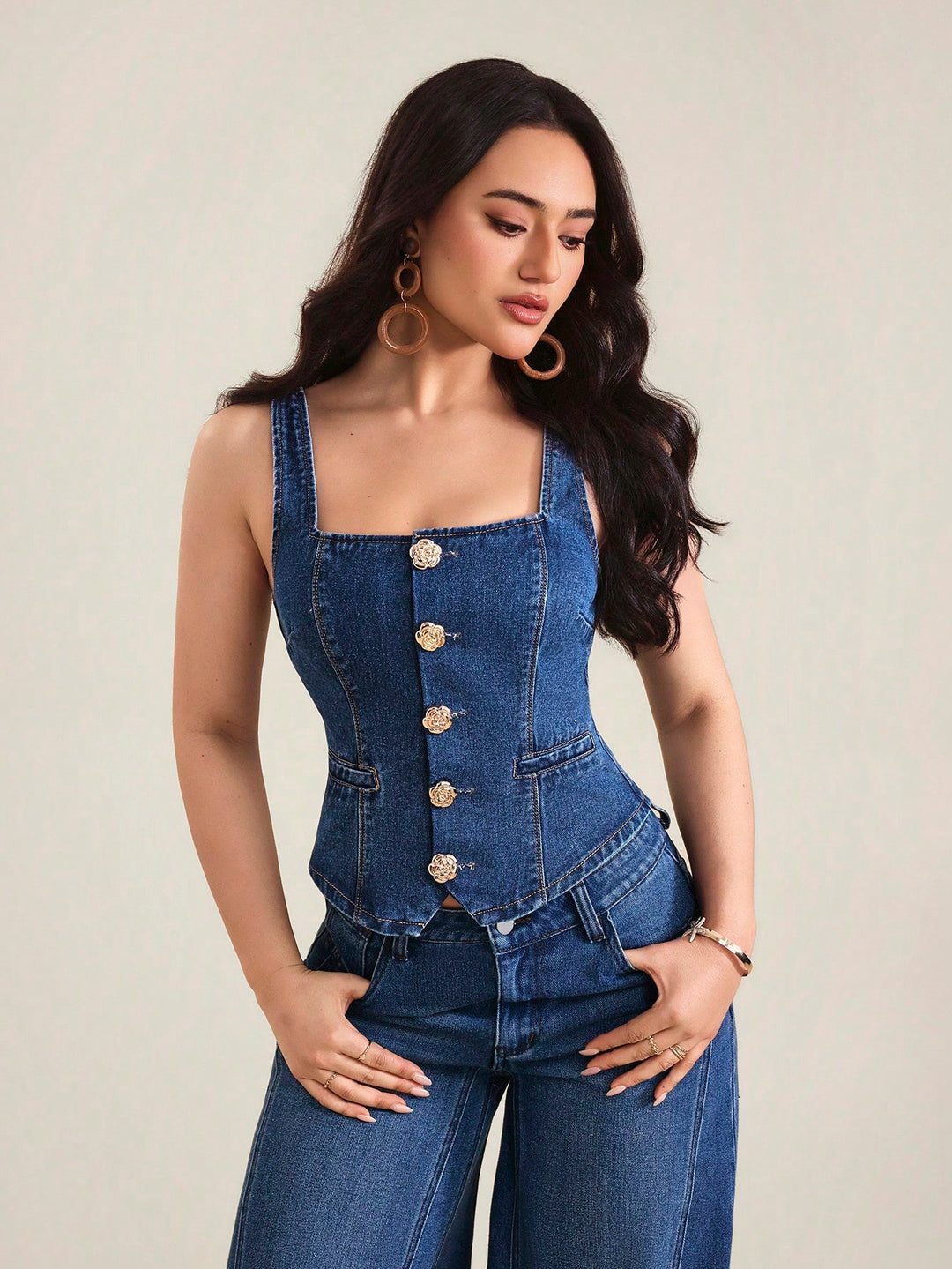 Vesta denim SHEIN, albastru