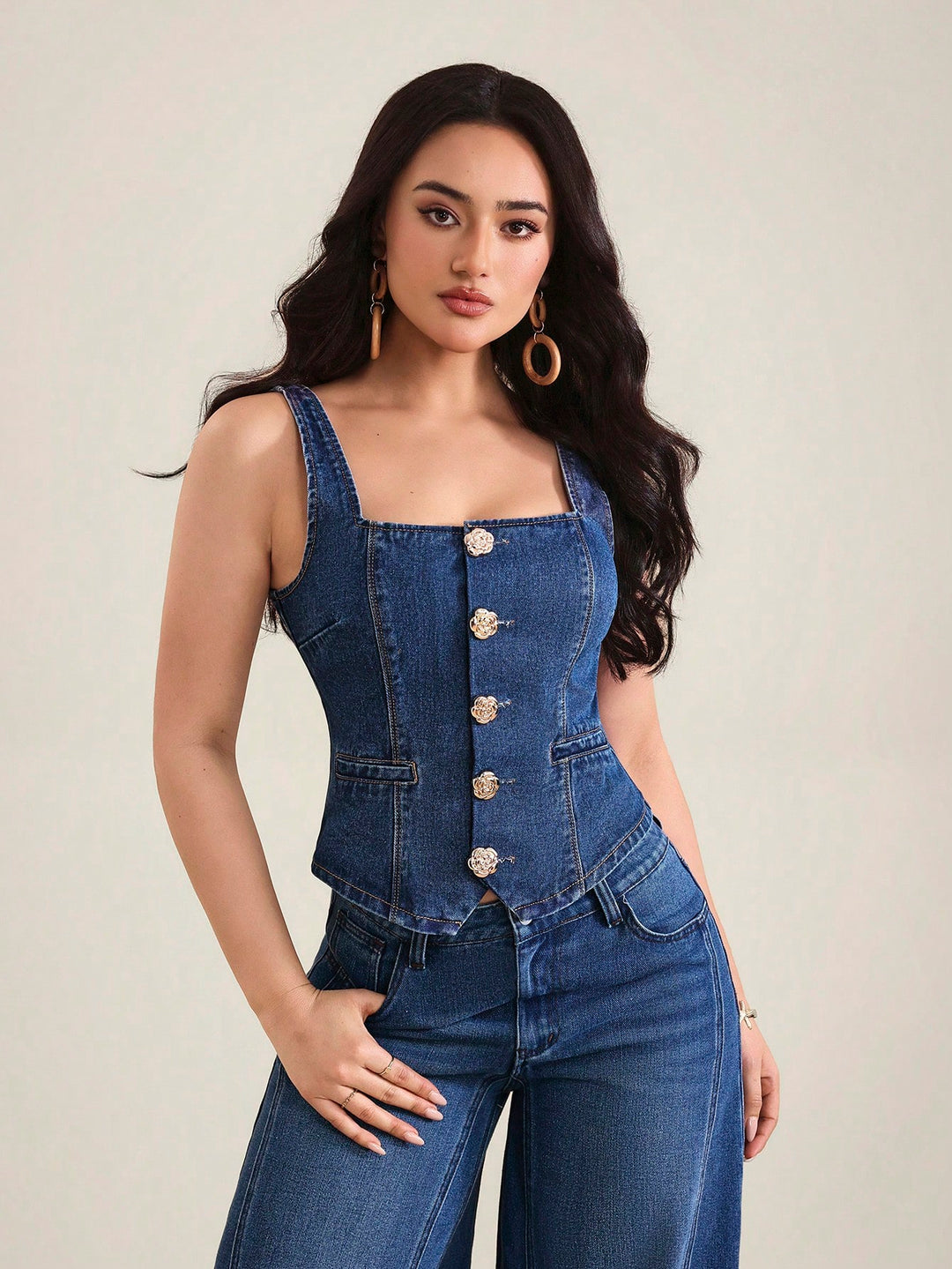 Vesta denim SHEIN, albastru