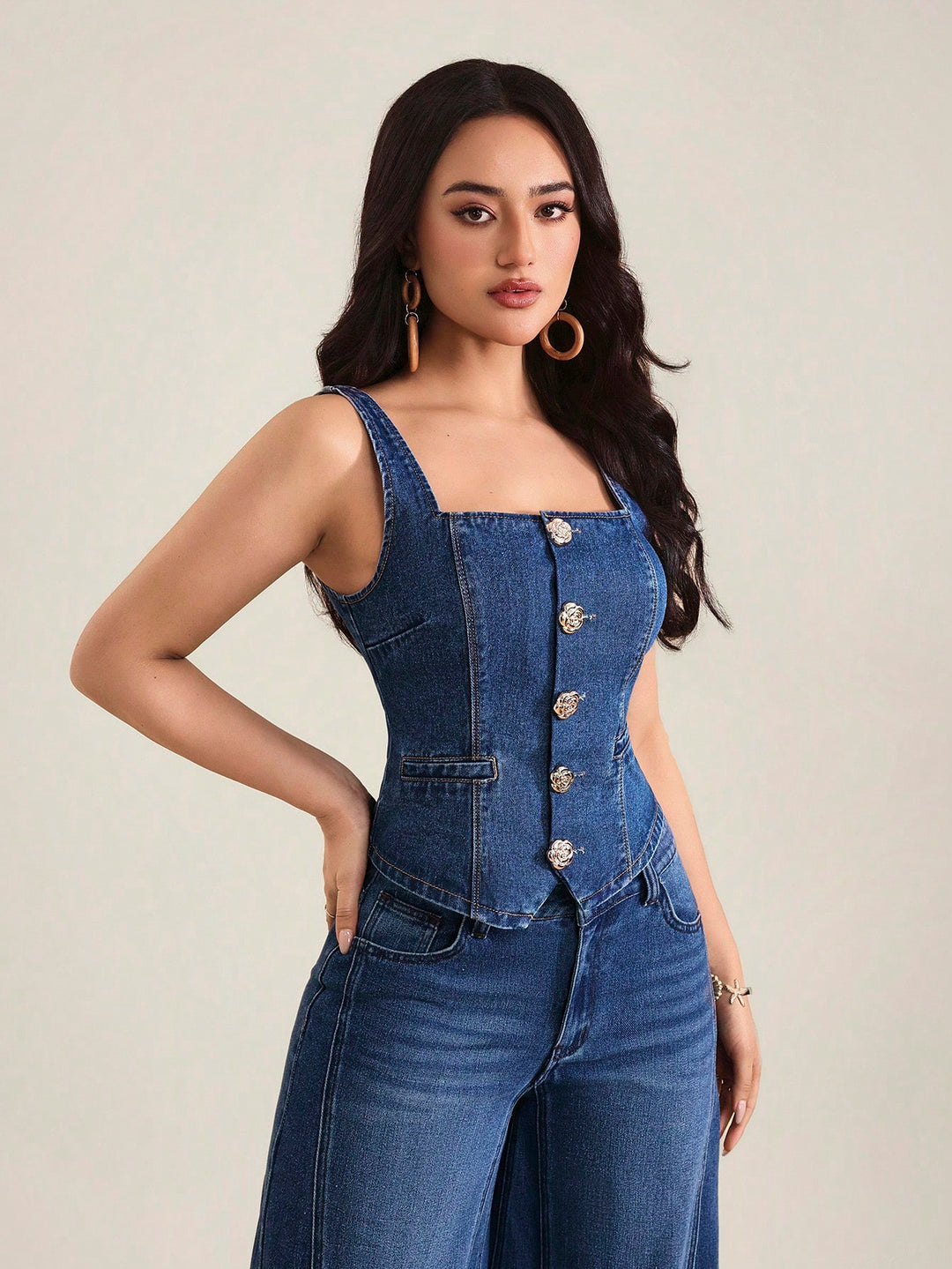 Vesta denim SHEIN, albastru