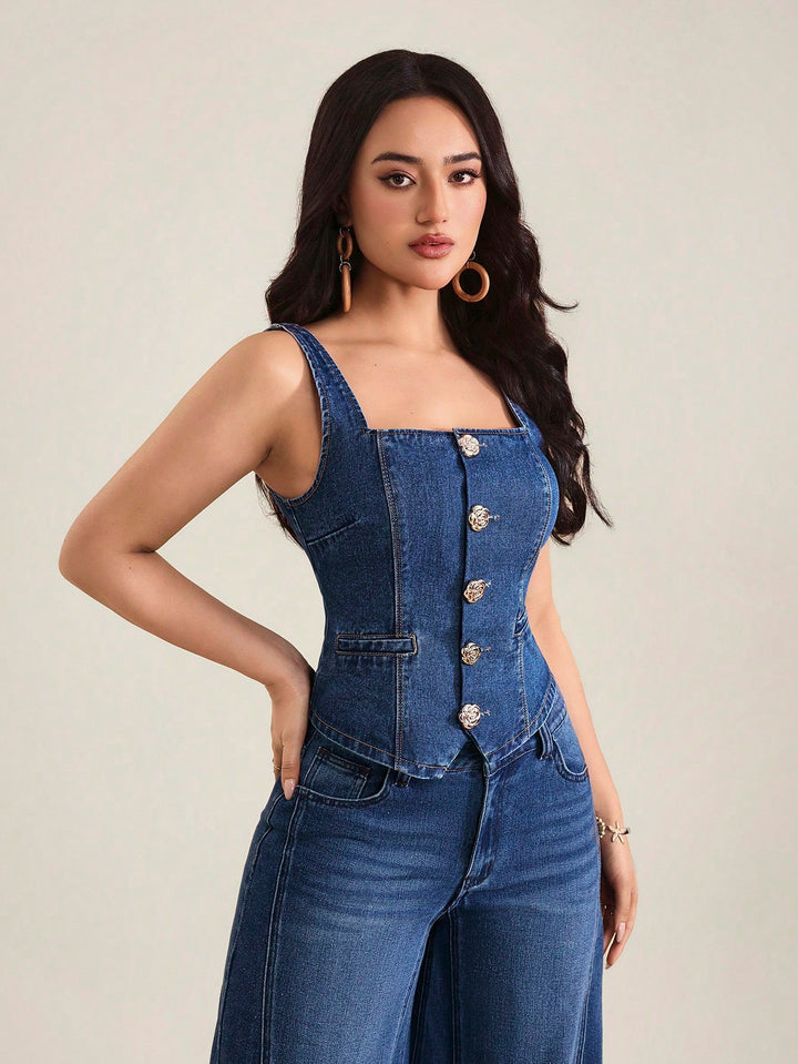 Vesta denim SHEIN, albastru