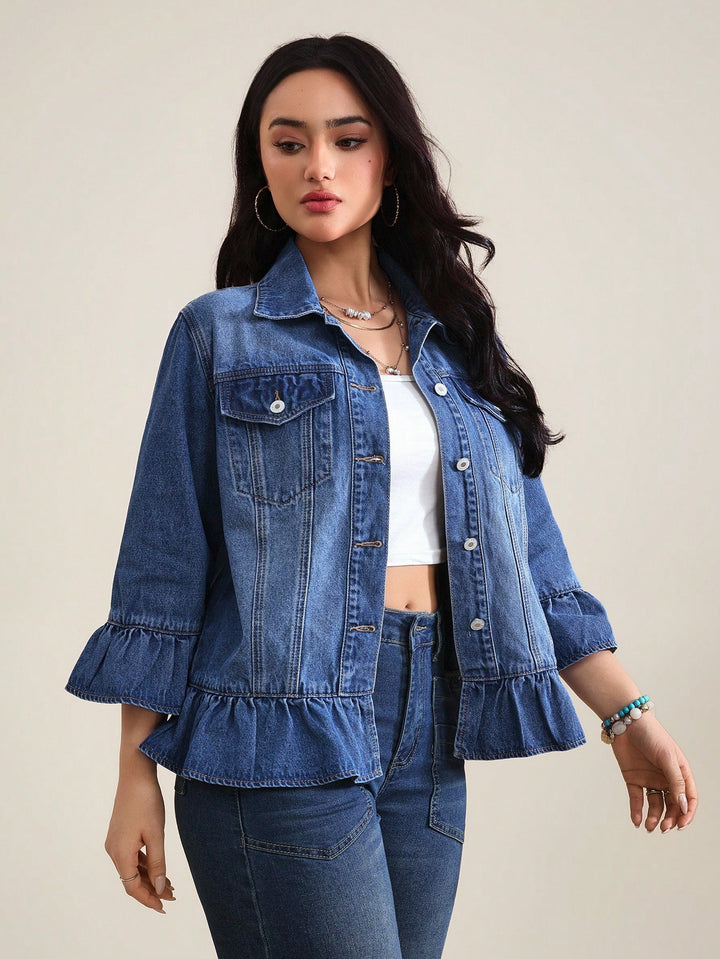 Jachetă din denim SHEIN, albastru