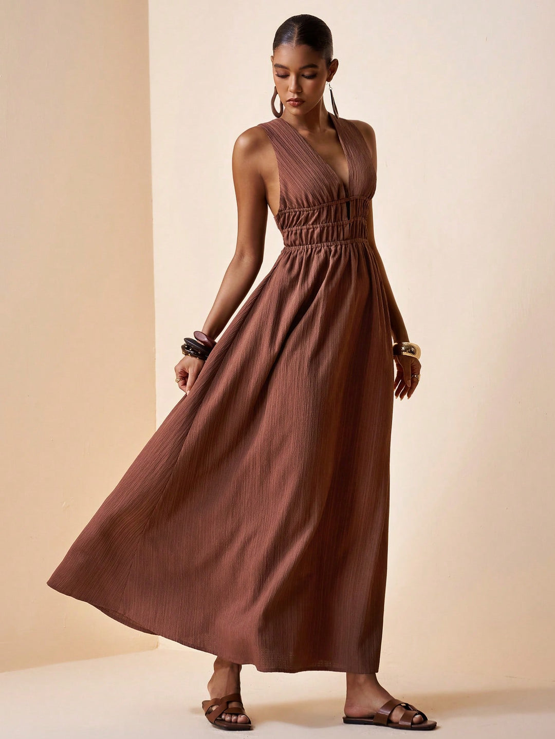 Rochie maxi SHEIN, maro