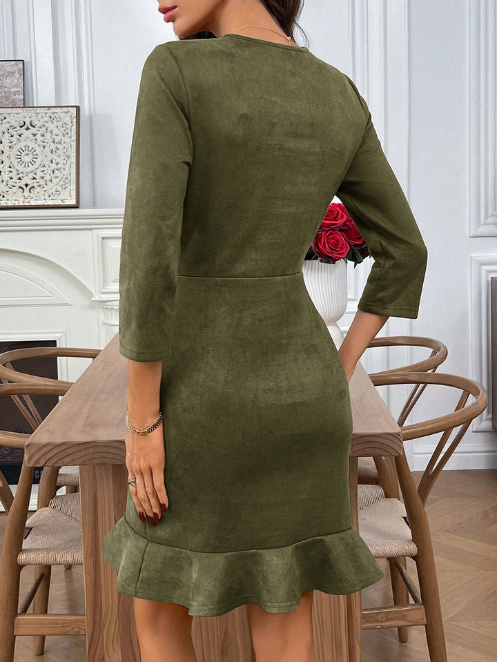 Rochie scurtă SHEIN, kaki