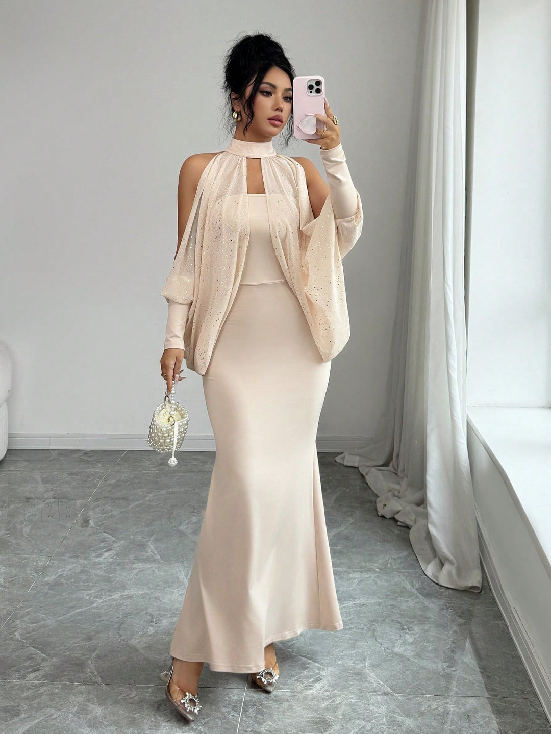 Rochie maxi SHEIN, bej