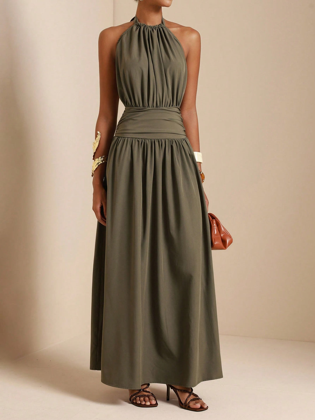 Rochie maxi SHEIN, kaki