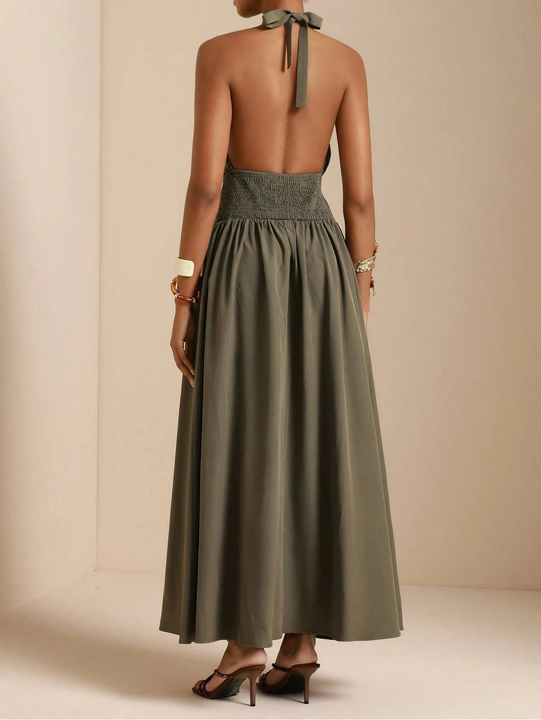 SHEIN Khaki Maxi Dress