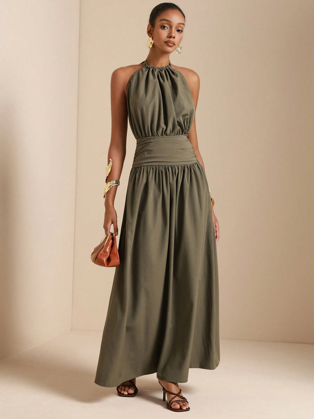 Rochie maxi SHEIN, kaki