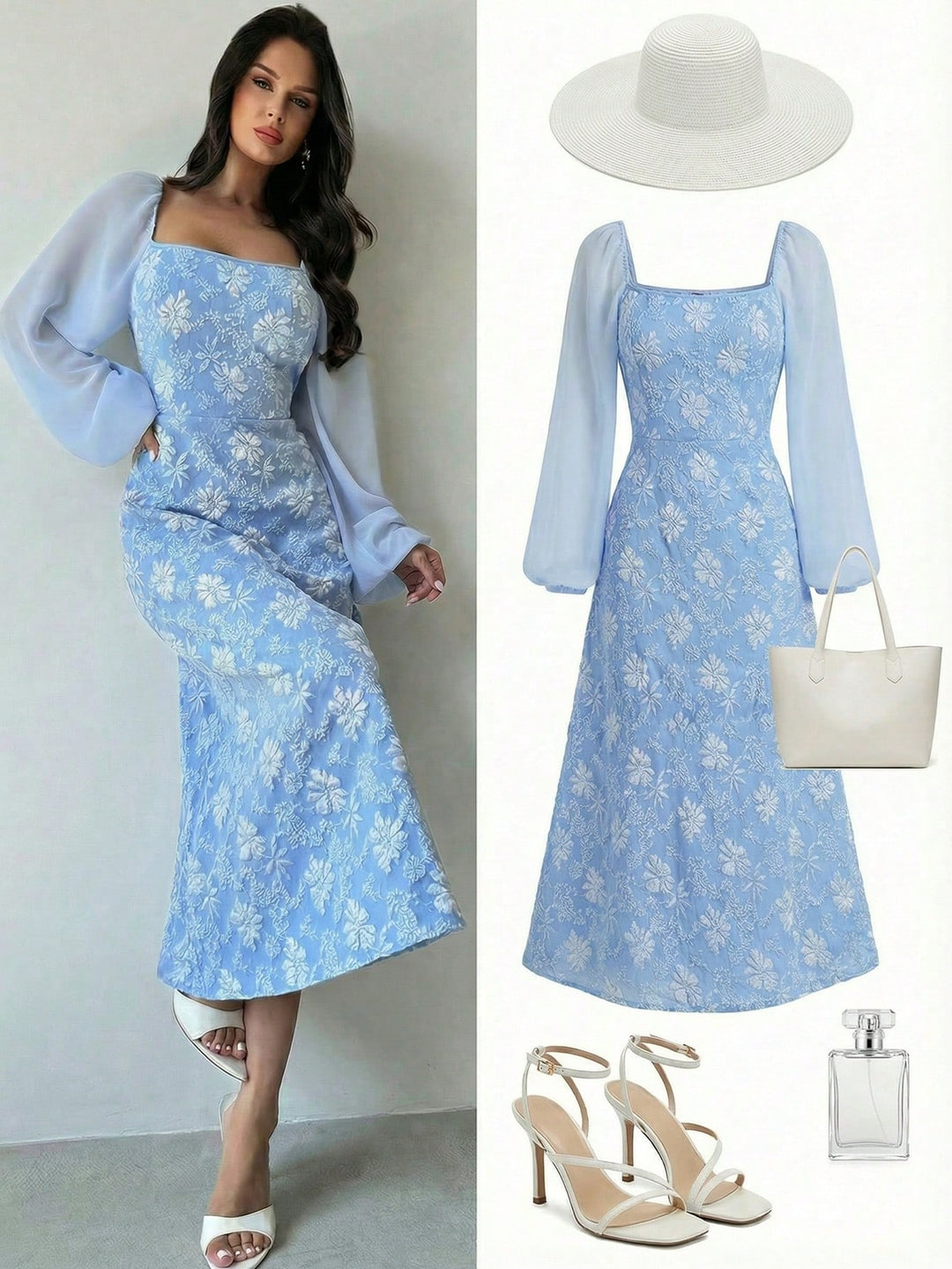 SHEIN kék midi ruha