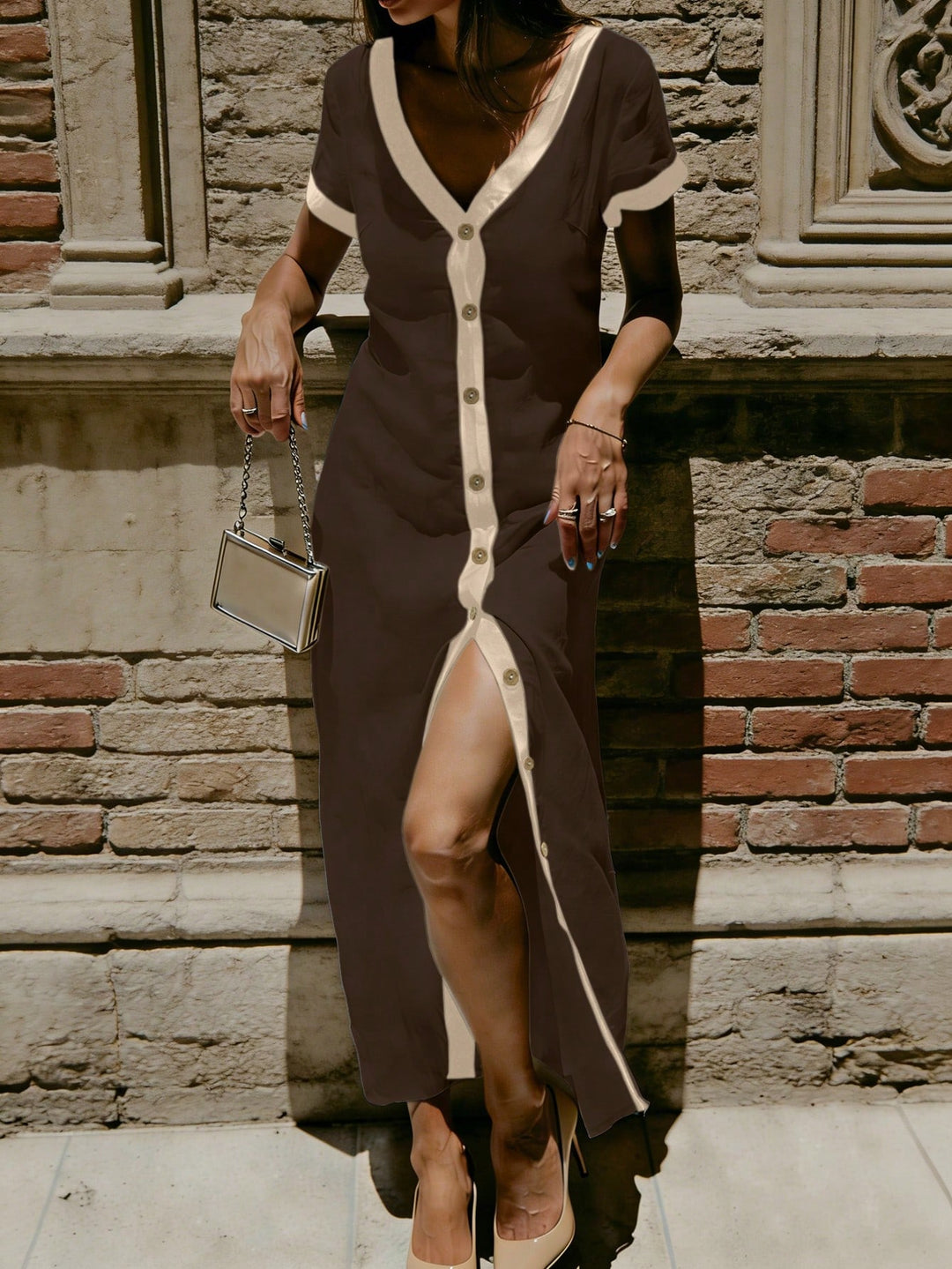 Rochie maxi SHEIN, maro