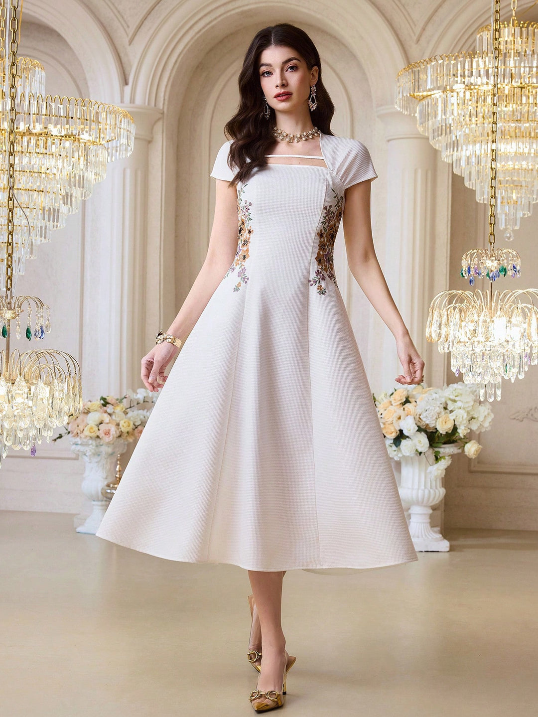 Rochie midi SHEIN, bej