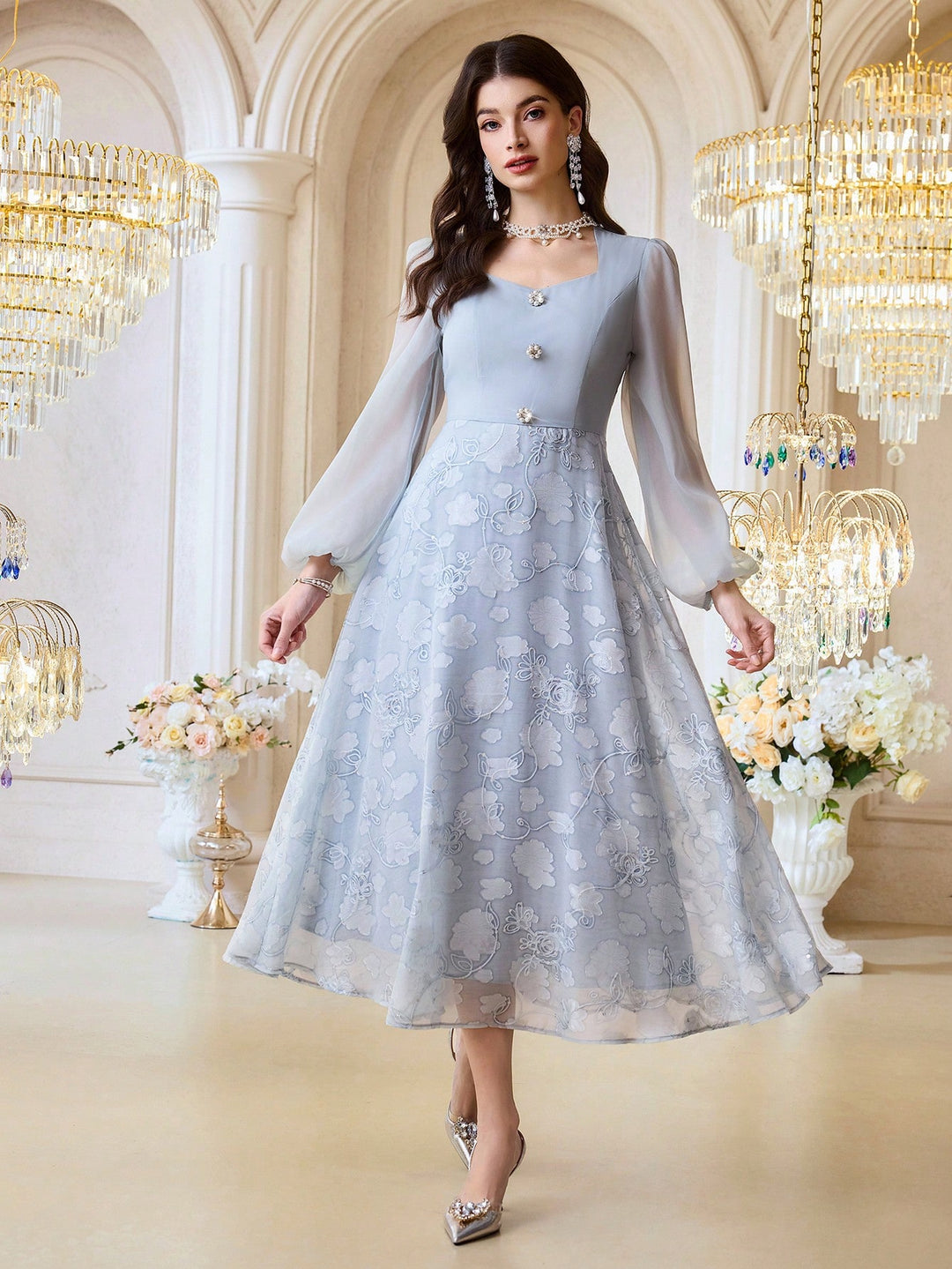 Rochie maxi SHEIN, albastru