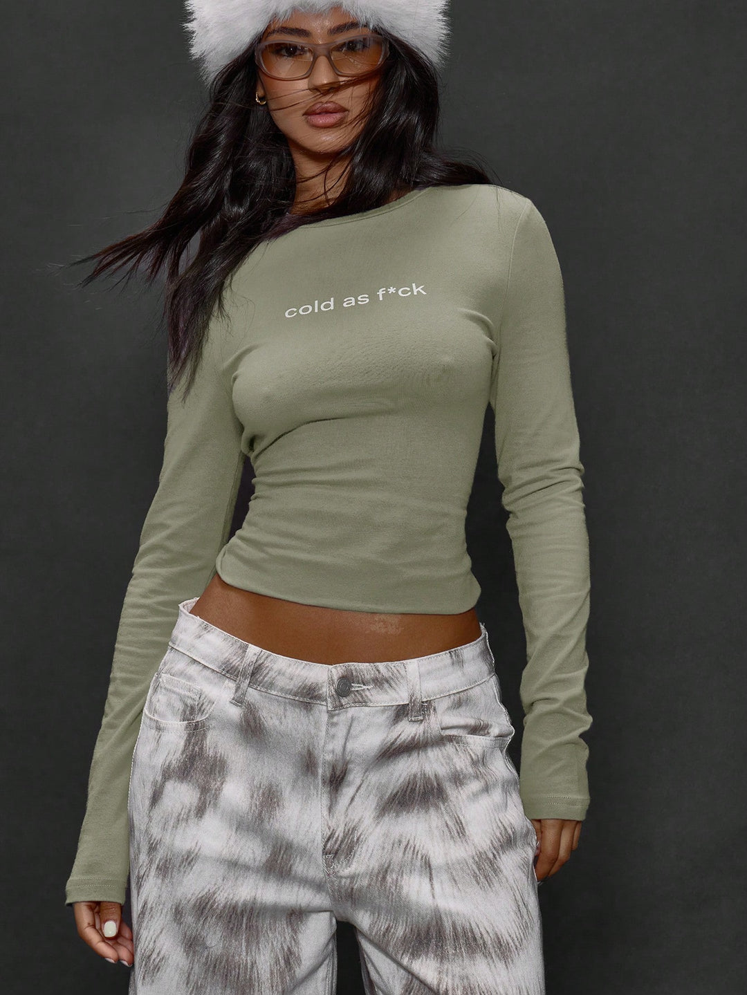 SHEIN póló, khaki