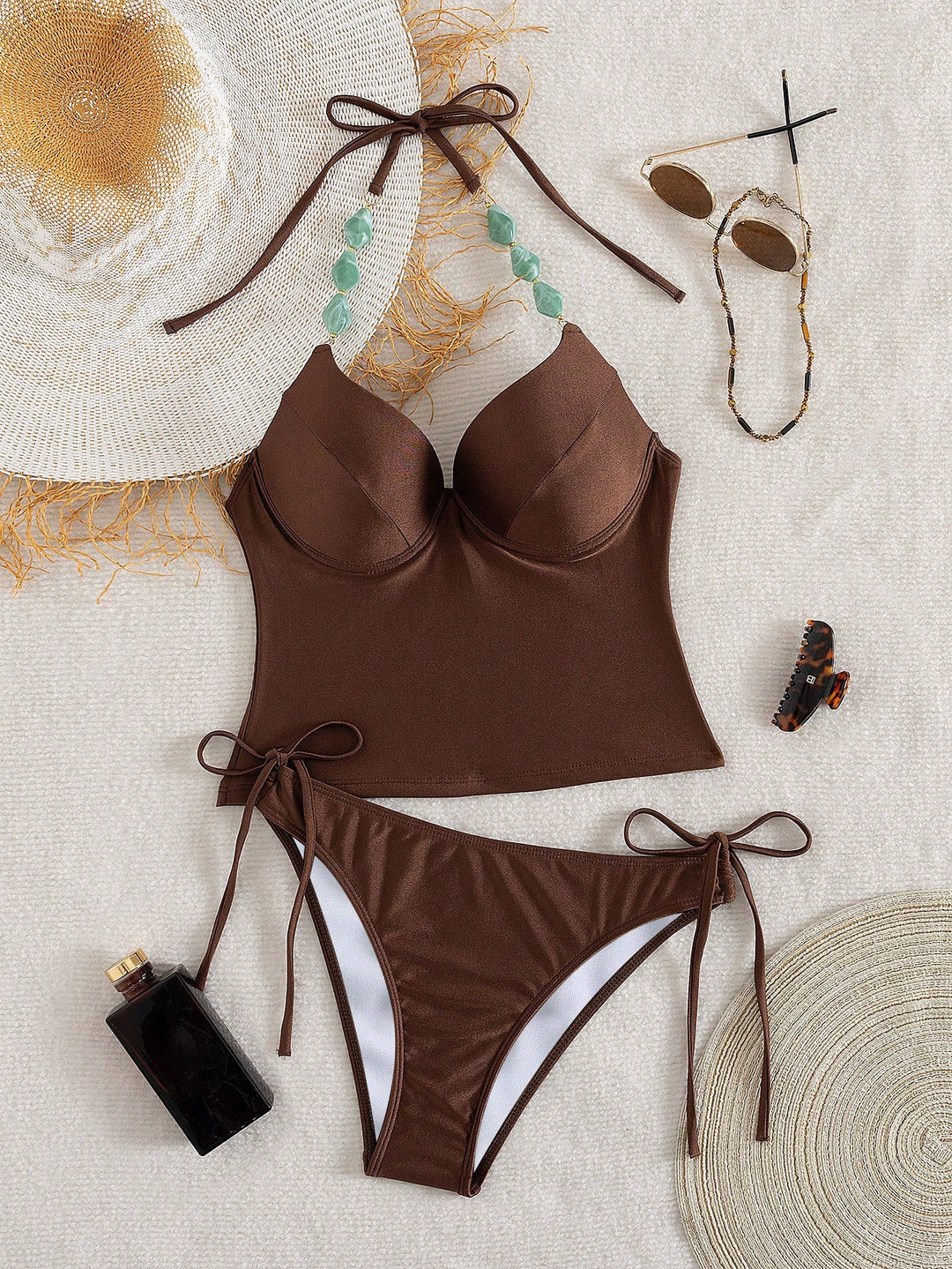 Costum de baie SHEIN, maro