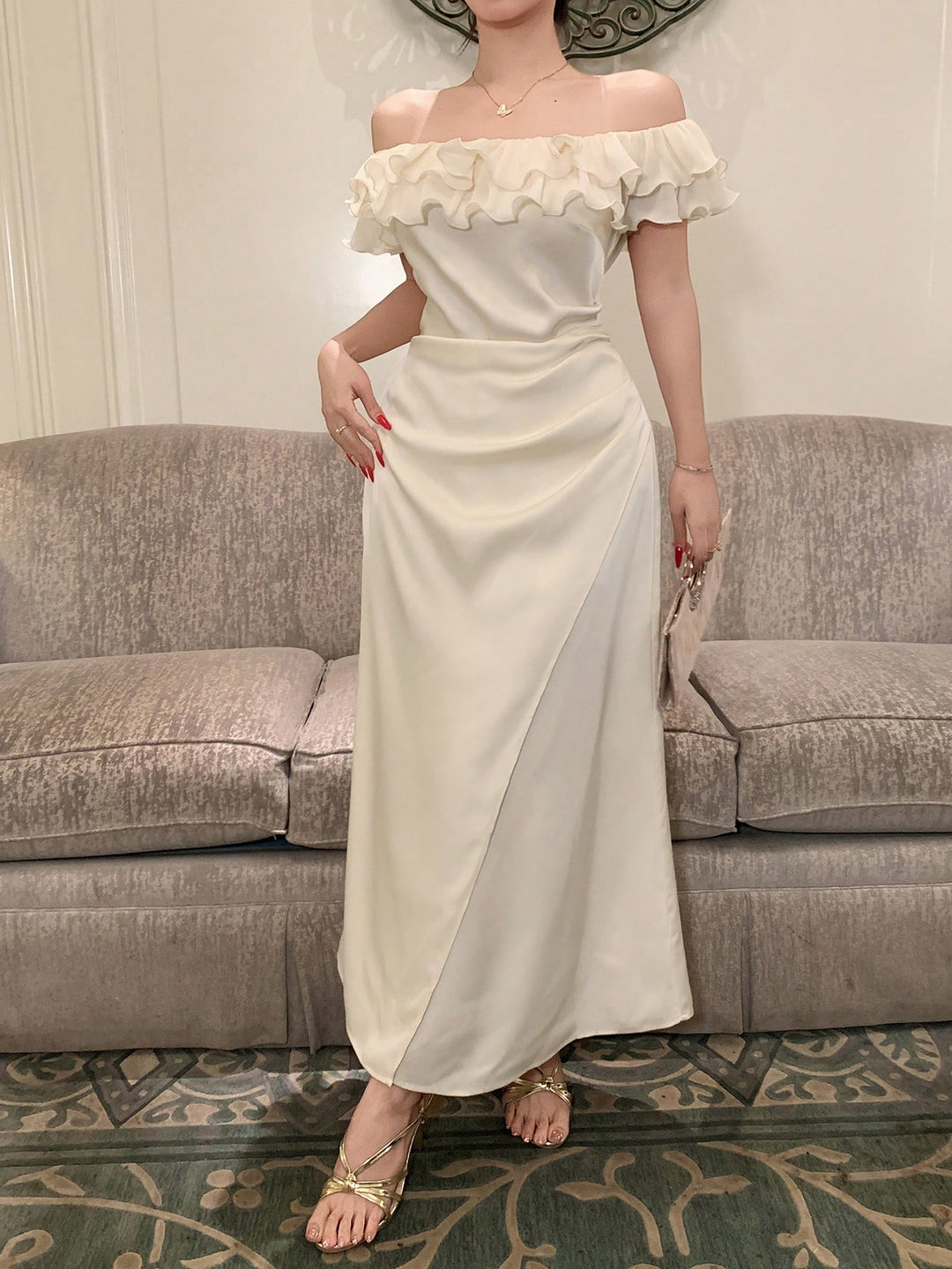 Rochie maxi SHEIN, bej