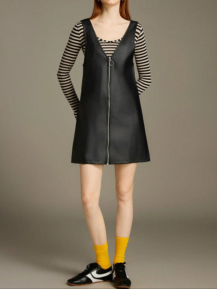 Rochie imitație de piele SHEIN, negru