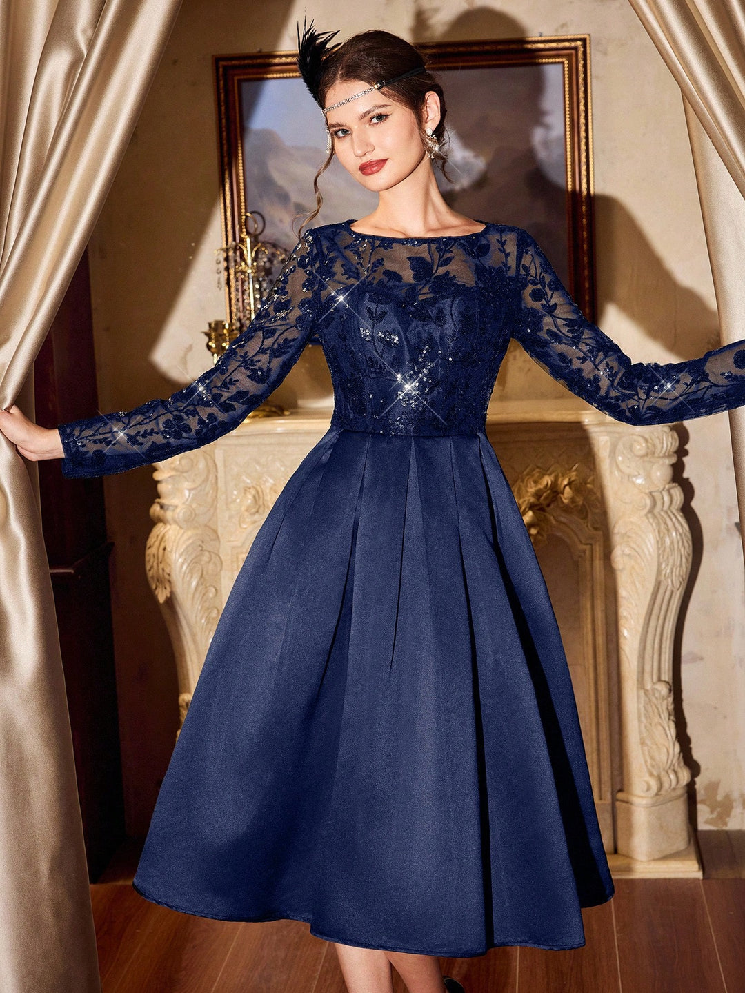 Rochie midi SHEIN, albastru