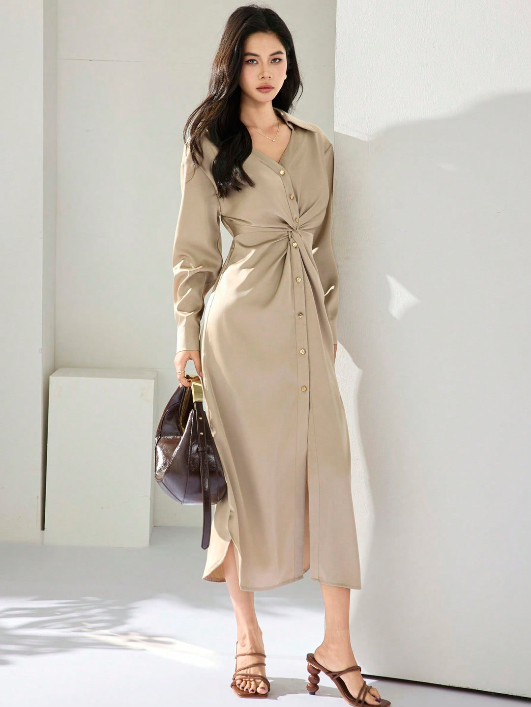 Rochie maxi SHEIN, kaki