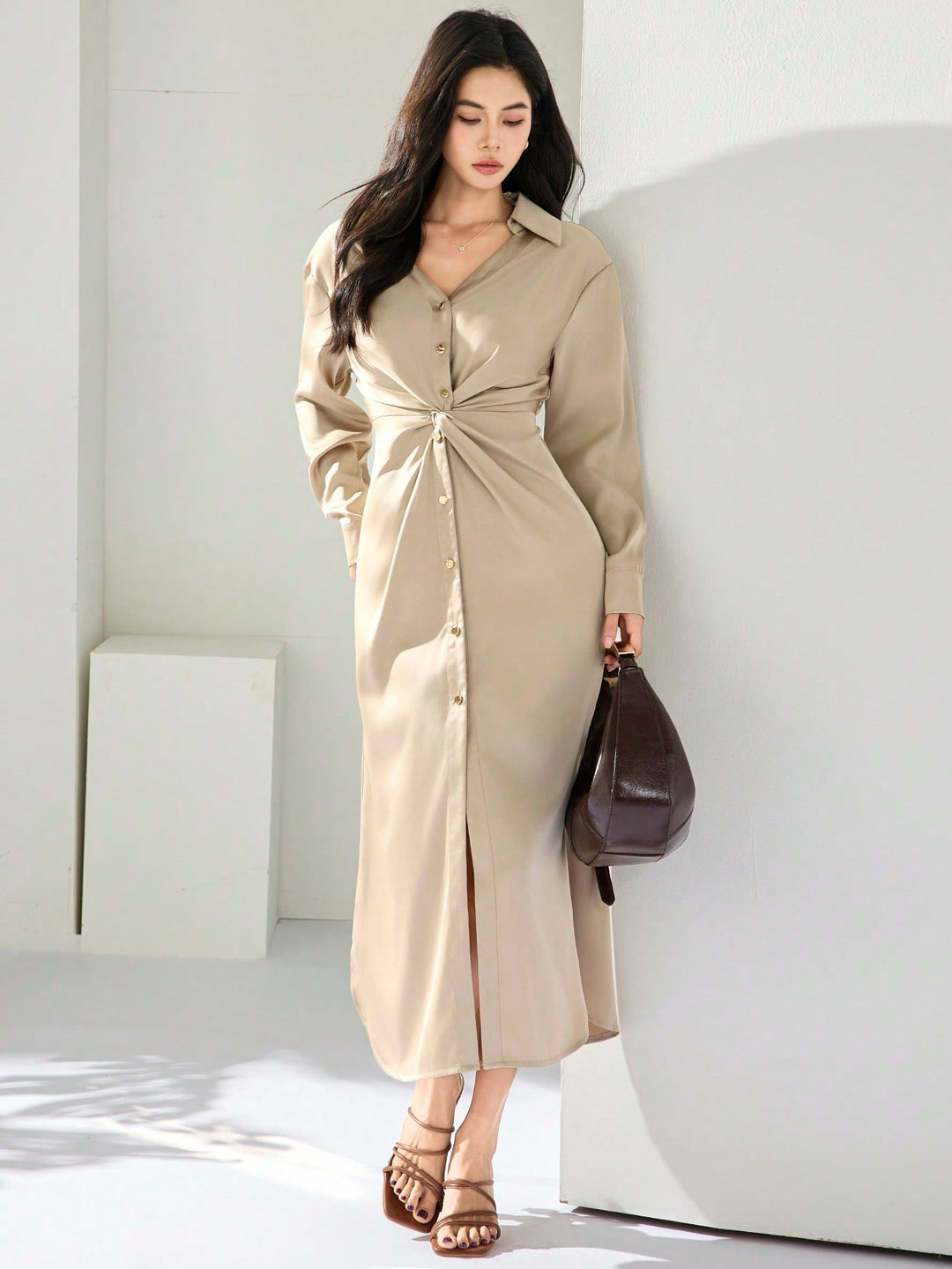 Rochie maxi SHEIN, kaki