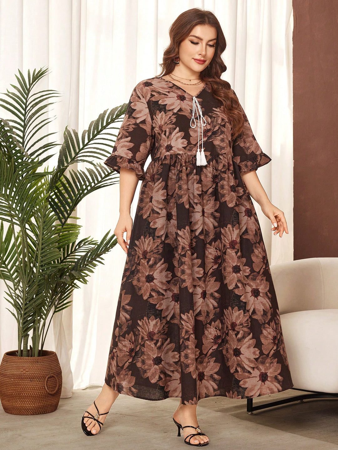Rochie maxi SHEIN, maro