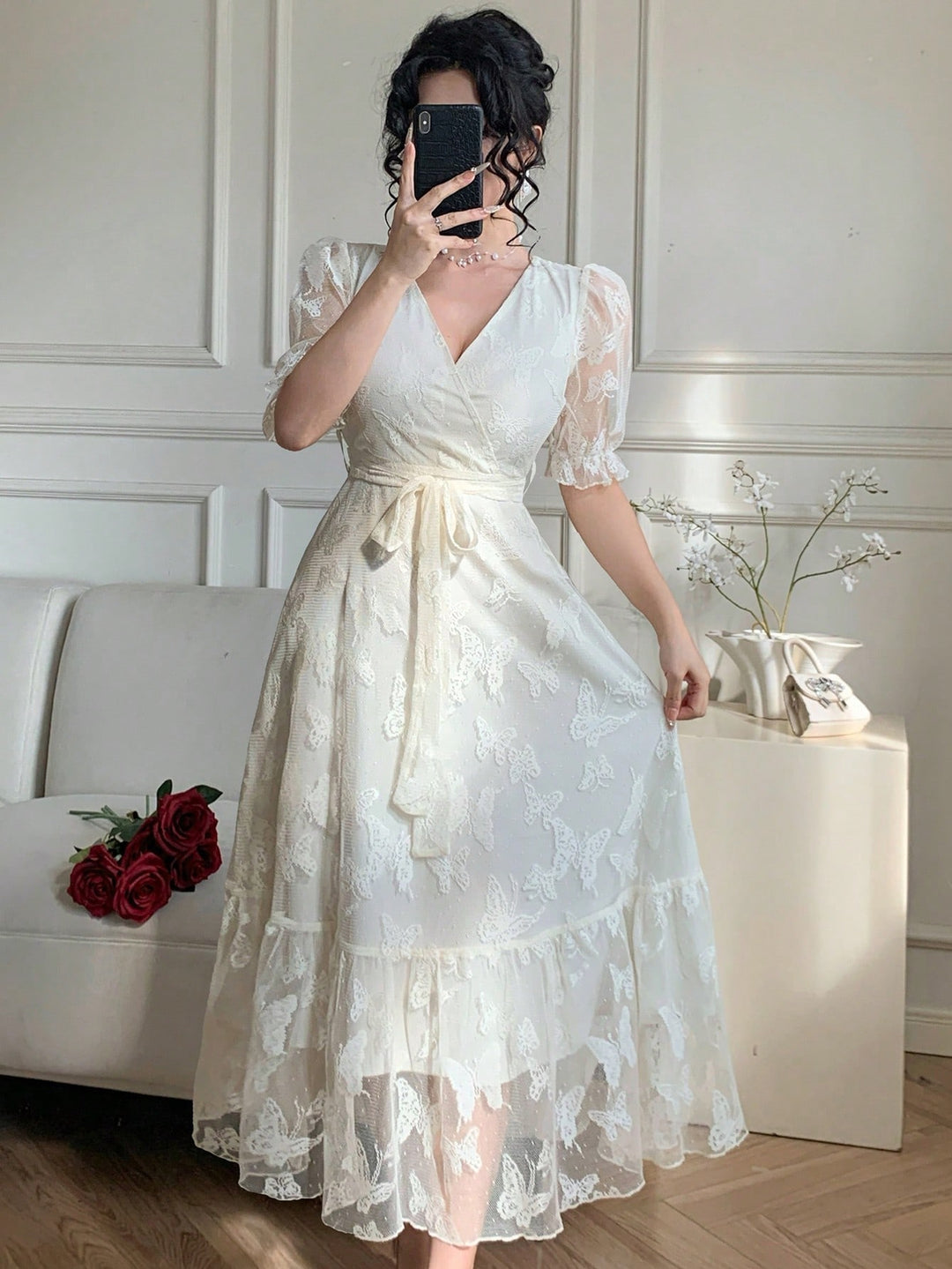 Rochie midi SHEIN, bej