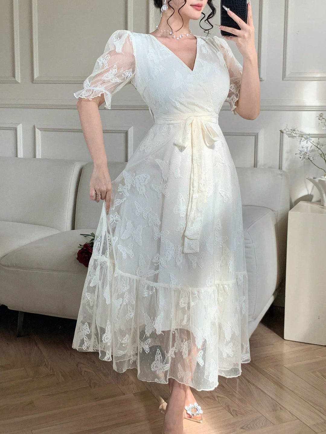 Rochie midi SHEIN, bej