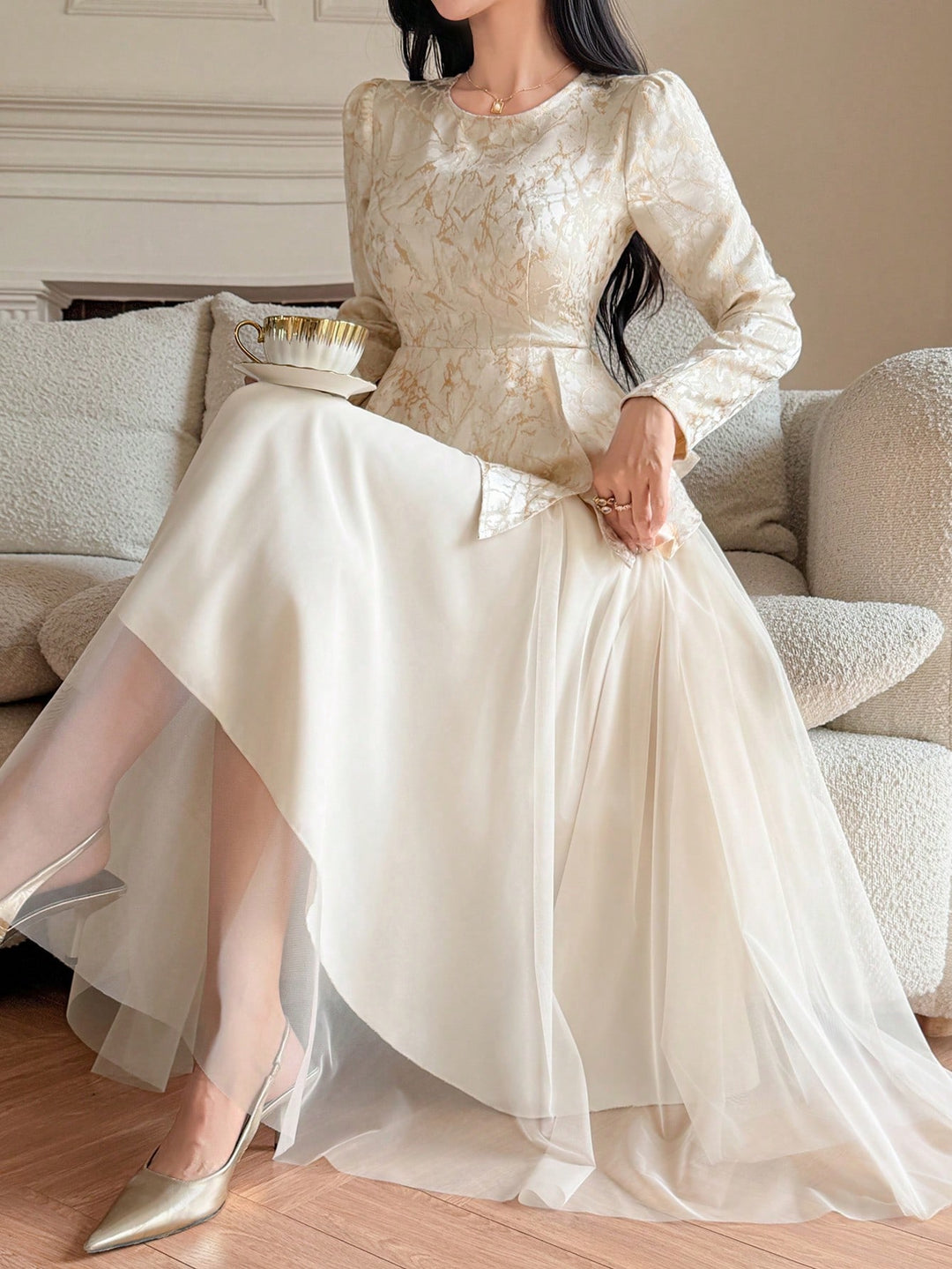 SHEIN maxi ruha, bézs