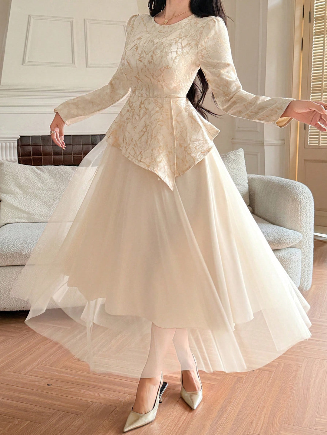 SHEIN maxi ruha, bézs