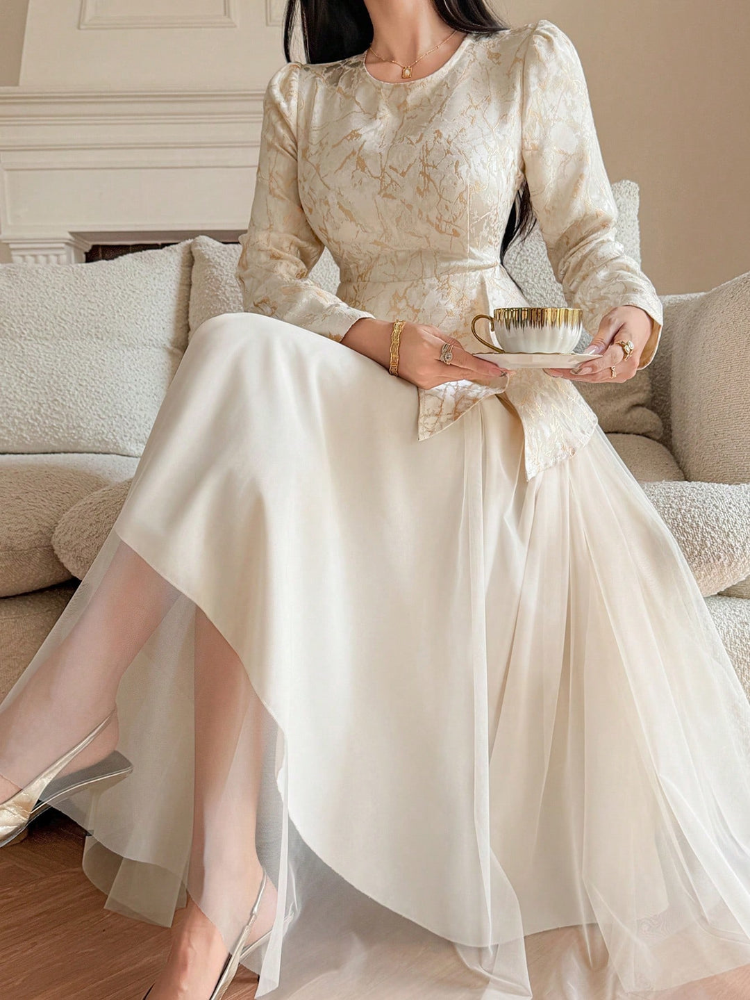 SHEIN maxi ruha, bézs