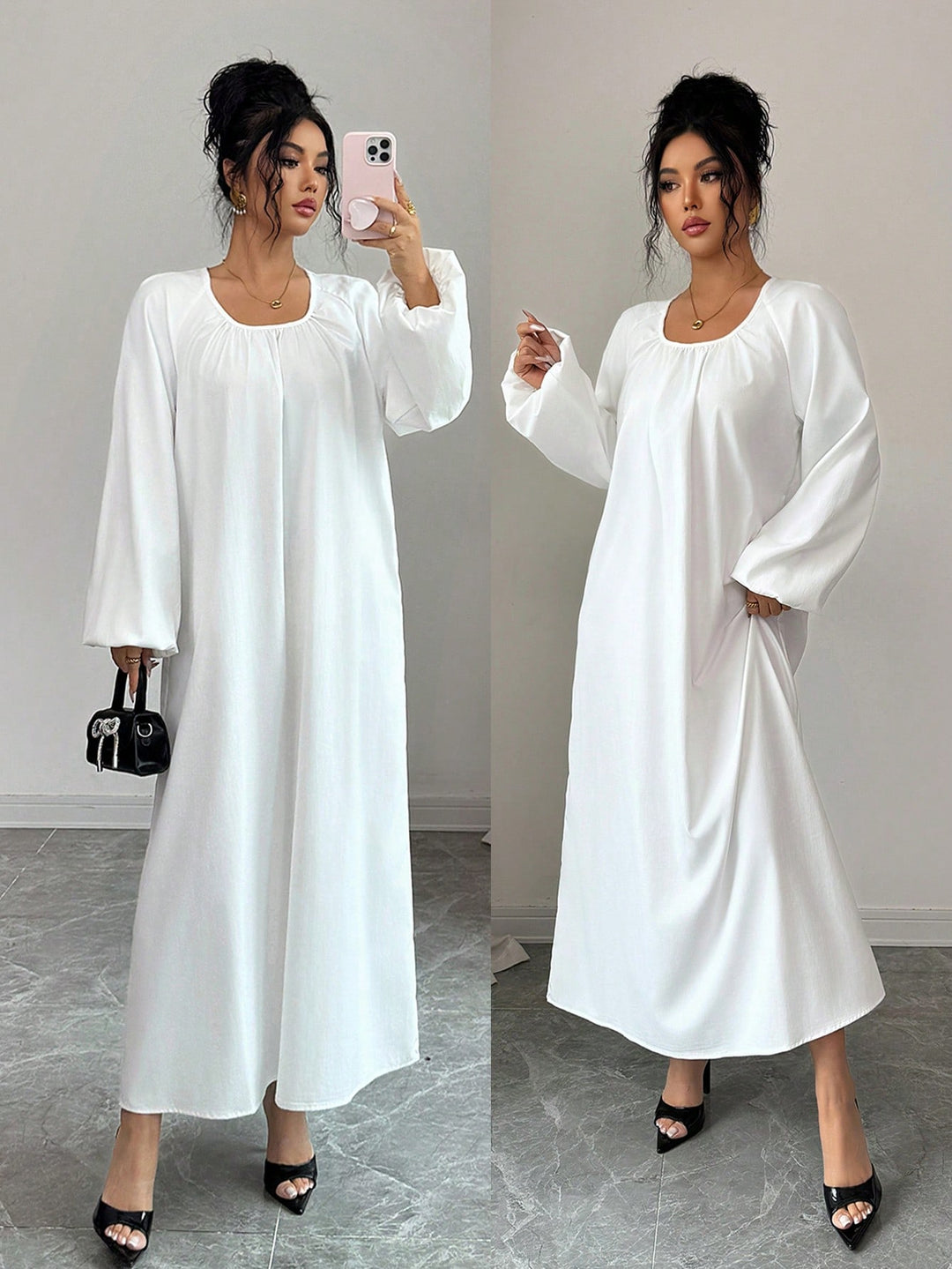 SHEIN maxi ruha, fehér
