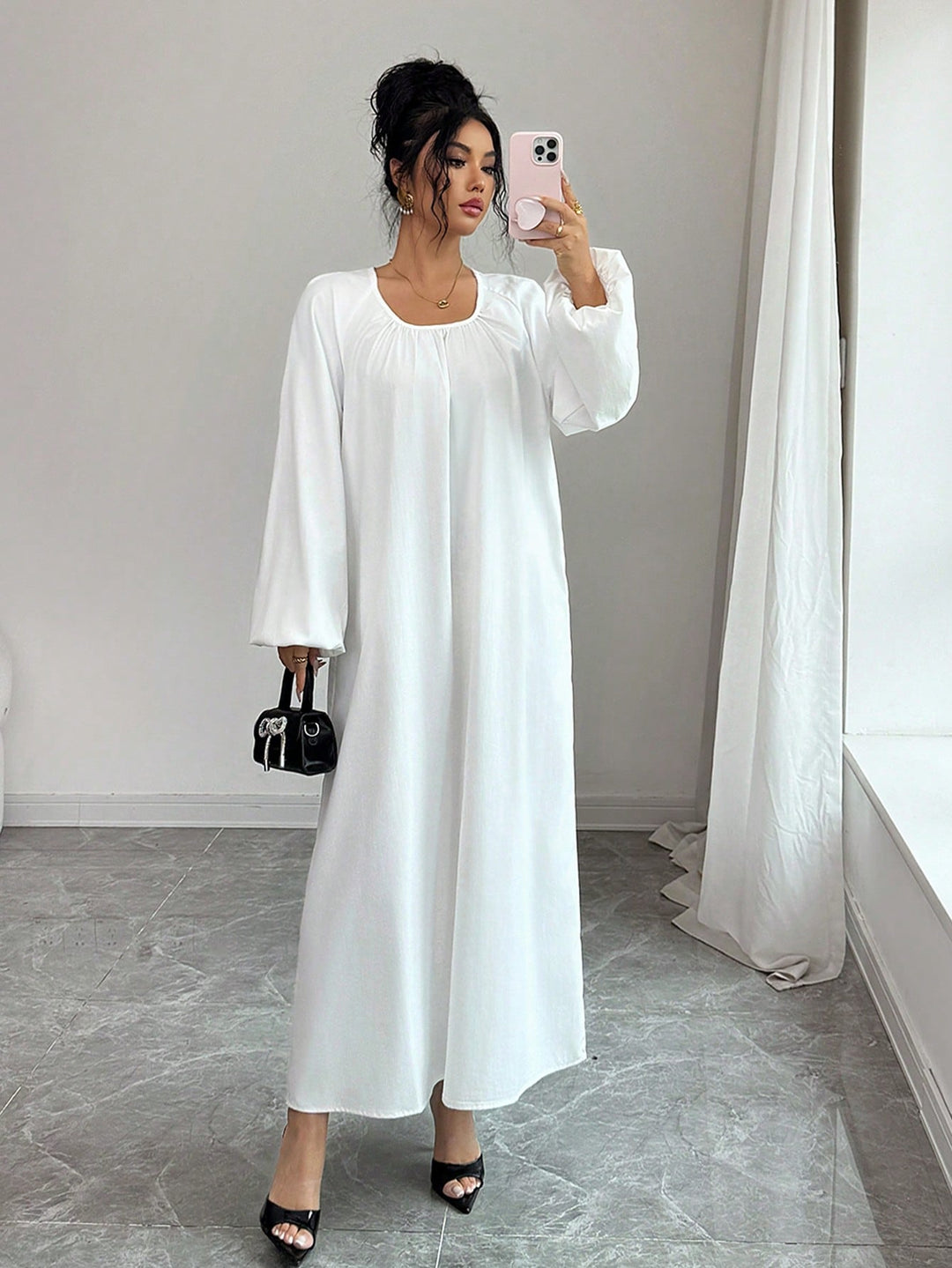 SHEIN maxi ruha, fehér