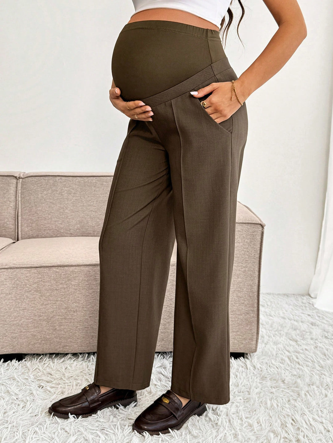 Pantaloni SHEIN, maro