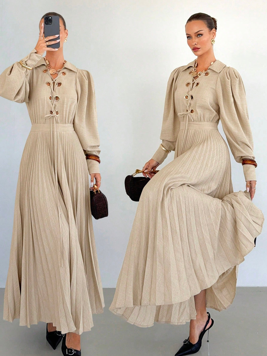 Rochie maxi SHEIN, bej