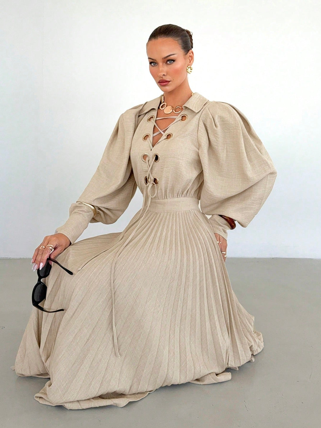 Rochie maxi SHEIN, bej