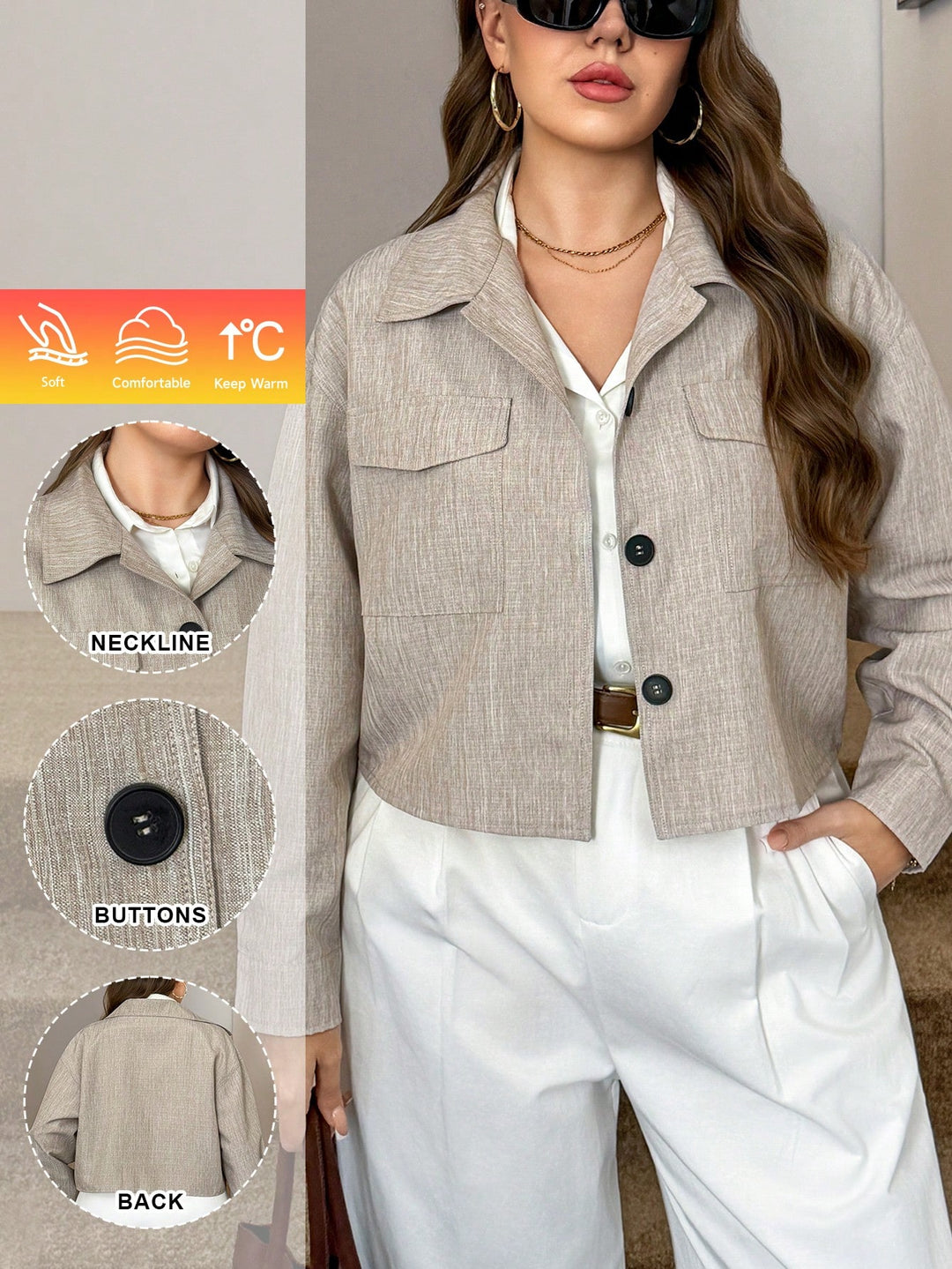 SHEIN dzseki, khaki